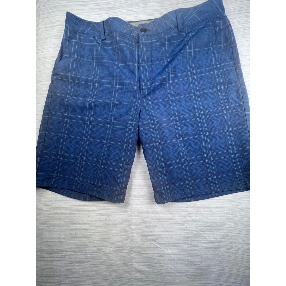 Under Armour Mens Blue Plaid Golf Shorts Size 38 HeatGear Performance Active 558